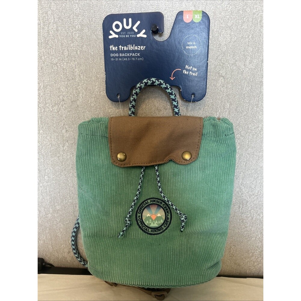 Youly Teal Grren Corduroy Dog Backpack Hiking Pack L/XL NWT